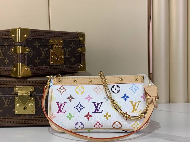 P650 顶级原单复刻独家实拍 Lv X Tm Pochette Accessoires 手袋 M13404 白彩 三彩-村上隆 本款 Pochette Acc