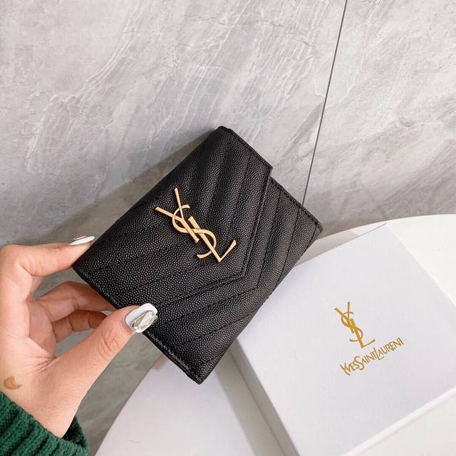 P140颜色 黑尺寸 10X9圣罗兰爆款牛皮小钱包款式经典做工精细耐磨耐用手感极佳