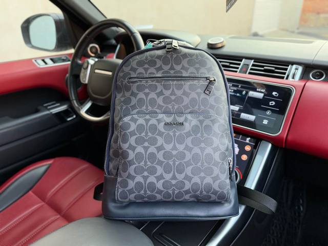 P290 高端货 新款 “Coach 蔻驰”双肩包 Coach蔻驰升级版双肩包 Coach蔻驰 Ethan 32 经典老花满印拉链开合 小牛皮 双肩包 大号 男