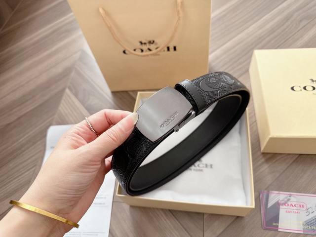 P140 原单货---[飞吻]Coach 蔻驰皮带 双面男士腰带礼盒装皮带，双面都可以用，精致原版扣，宽度3.5Cm私密渠道！专柜原单。