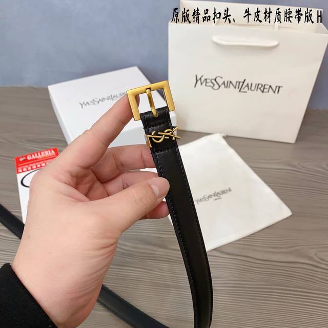 P160 原版品质打孔 品牌：Ysl家 女款 颜色：黑 扣头：金 银 扣头：原版精品纯铜五金扣头 带身：原版牛皮 尺寸：宽约：2.0Cm 长约：95Cm-110