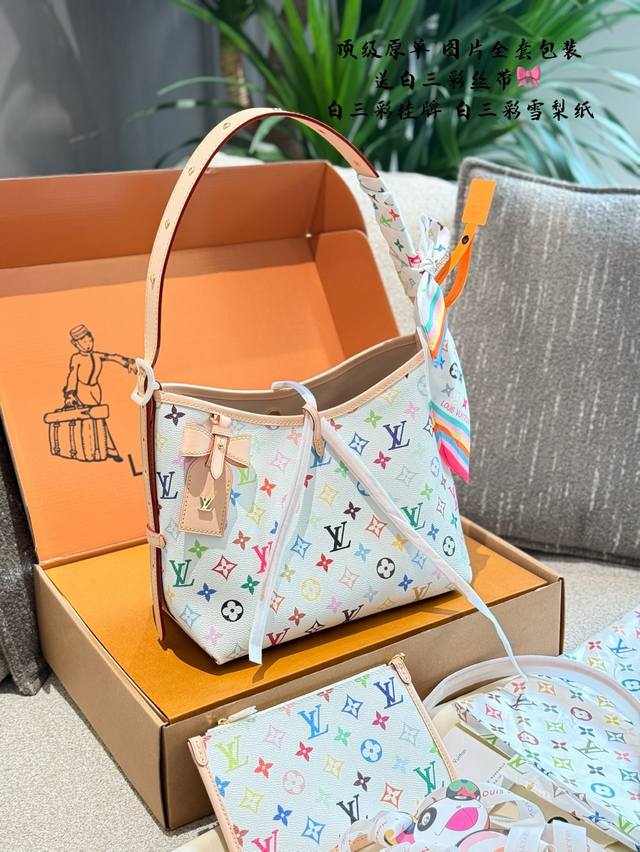 P410 顶级原单看细节 Lv路易威登白三彩Carryall小号 Lv路易威登白三彩Carryall小号，可斜挎可单肩，25年新款上市直接卖断货 折叠盒包装 原