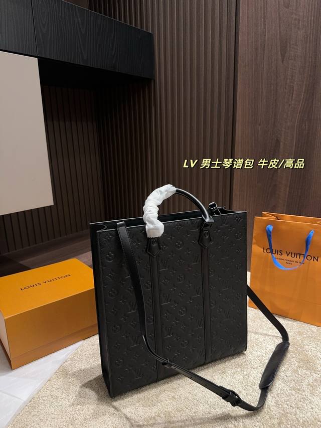 头层牛皮 P400尺寸36.38 Lv 男士琴谱包 压花托特包公文包