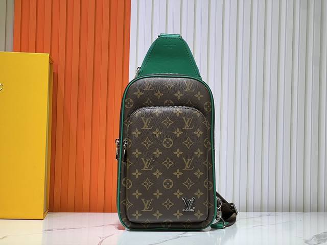 批180升级版 官网最新款 M12869 M11702 M46344 橙色、绿色、老花配绿 Avenue 单肩包 Damier Graphite帆布面料的Ave