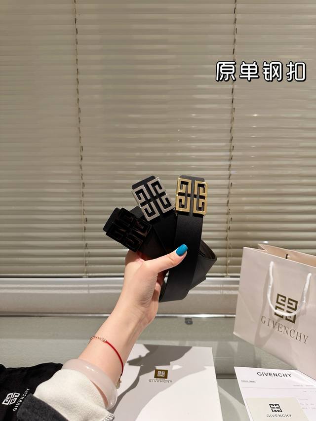 钢扣P180 高版本！腰带[嘿哈]纪梵希牛皮皮带～热门款 男女通用皮带里面最火的版本啦～质量很好 全套包装！五金绝对不褪色 皮带头和专柜一样的哦～ 配礼盒手提袋