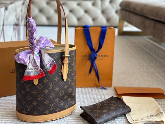 p260 升级版 进口复古牛皮 lv中古水桶包M42238为柔软Monogram面料进口五金内里可拆卸子母袋多功能款轻便小巧可拆卸调节 手挽带可手提单肩斜挎 2