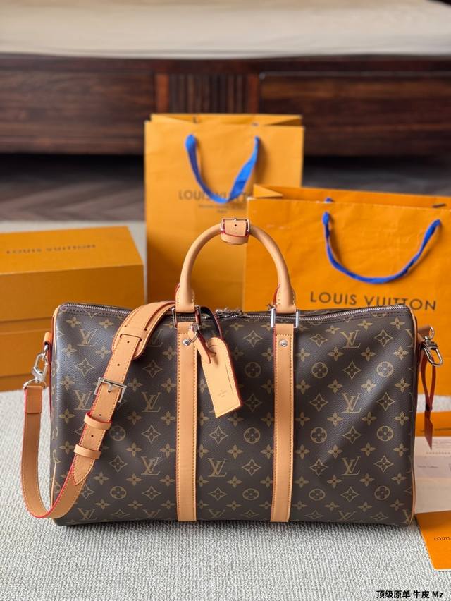 原单纯牛皮 P240 Lv 限量款 Keepall 45旅行袋 机场包 无论版型 内里和专柜毫无差别 真正原版复刻 内里可拆卸 火遍全球的爆款机场大包 机车女神