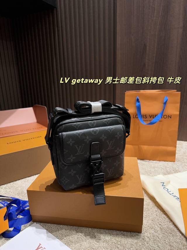 头层牛皮P250折叠盒17.17 lv Getaway 男士邮差包斜挎包