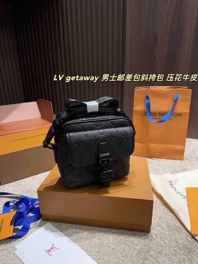 压花P270折叠盒尺寸17.17 lv Getaway 男士邮差包斜挎包