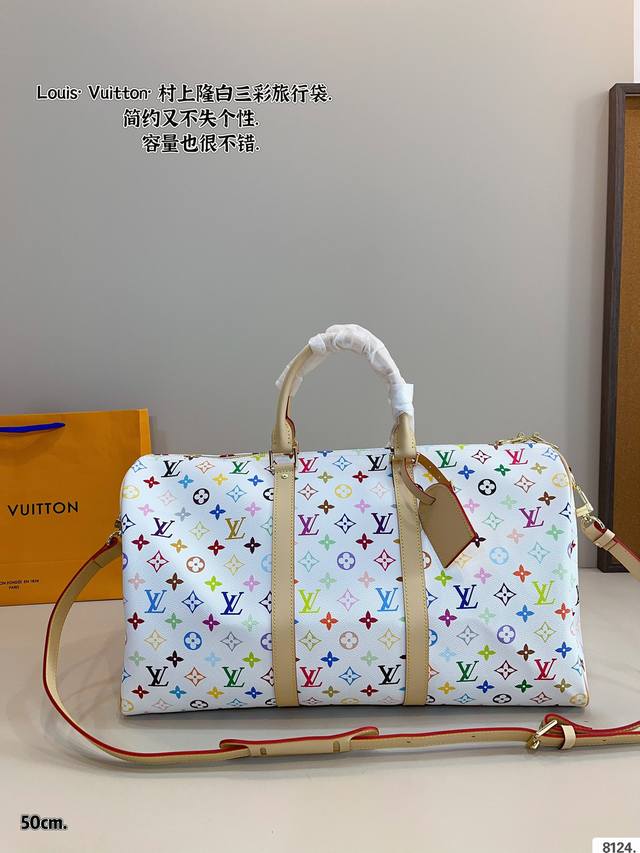 p260P250P250 Lv 路易威登白三彩&联名款Keepall 斜跨包旅行包 一只帅气能装的旅行袋 时尚爆发款火热来袭 经典设计大气可观男女通用款 包包采
