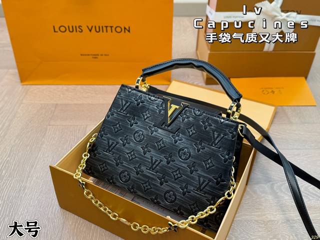 大号￥230 路易威登Lv 新品L家 Capucines手袋 清新又舒服气质又大牌 size ：大号27 18