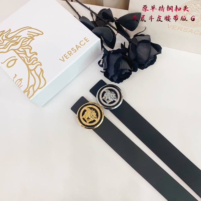 p230 范思哲家 原单新品 带身采用雙面意大利進口原廠牛皮纹 非市场普通版本 黑色经典配色 百搭适合各种场合 扣头精品设计注意细节 宽度3.8Cm