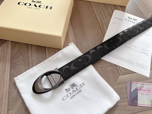 p140 原单货---[飞吻]Coach/蔻驰皮带 双面男士腰带礼盒装皮带，[强]双面都可以用，[色]精致原版扣，宽度3.5Cm私密渠道！专柜原单。