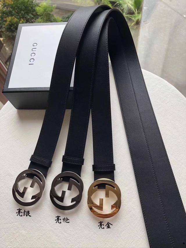 p 240 古奇 专柜同步新款、G家意大利制造经典双G压花进口牛皮腰带皮带，商务休闲，宽度:38Mm。