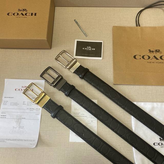 《蔻驰皮带@爆款来袭》 原单品质、3.5Cm规格 、专柜对版头层牛皮、专柜同款 高真空电镀五金 均可旋转扣头、长度可剪裁。自由搭配！配专柜全套包装（送打眼针）P