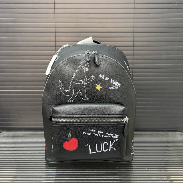 p290 Coach 蔻驰 sketch印花Charter大容量通勤印花双肩包 男士大容量背包 电脑包 实物拍摄 防尘袋 33 X 43 Cm。