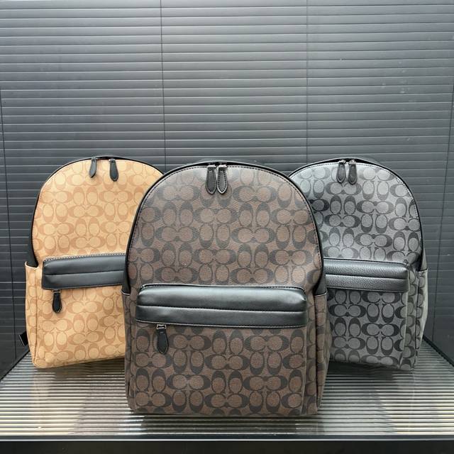 p200 Coach 蔻驰 标志印花双肩包 男士大容量背包 电脑包 经典Logo搭配原厂工艺材质 休闲百搭 采用精湛镶嵌细工 实物拍摄 原厂原版面料 配送防尘袋