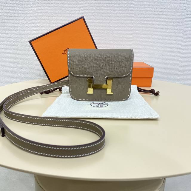大象灰金扣Constance Slim 珐琅康康腰包 很小巧的Mini Bag 腰包- Mini 尺寸 ：L12.4 H10.2 D3Cm 长宽高