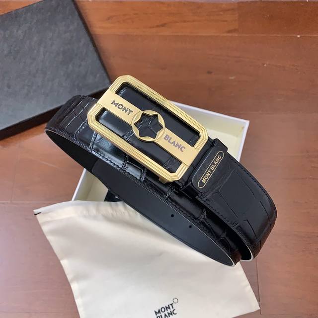 万宝龙新款同步。原单高货推荐，代购专供，配正版包装鳄鱼纹原版皮，精品搭扣，看货看品质带宽3.8Cm，对版对货，全套包装！市场高版本！