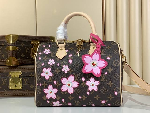 顶级原单复刻独家实拍 Lv X Tm Speedy BandoulièRe 25 手袋 M14174 樱花 村上隆 本款 Speedy BandoulièRe