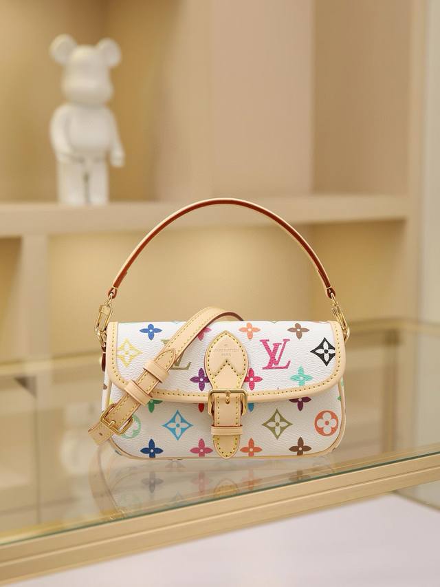 顶级原单变码芯片版 M14194白彩 迷你法棍包系列 Nano Diane 法棍手袋 M14194 白彩 三彩-村上隆 双色Monogram Empreinte