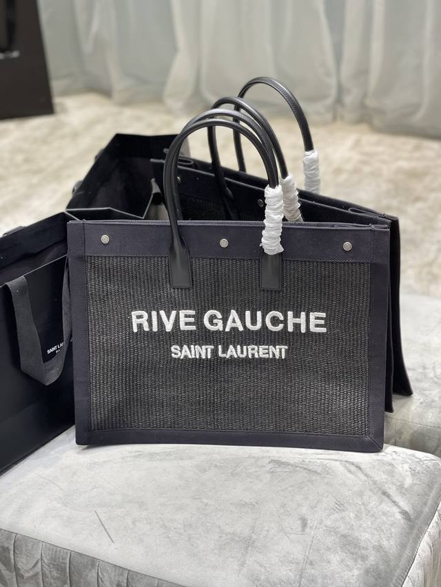 夏日限定编织款 _Rive Gauche Tote Bag，左岸购物袋，从定制编织料到Logo刺绣工艺，每一个细节我都要求完美！Zp购入开模定制，说真的，这是我