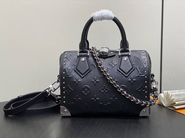 原单精品 M14575黑色 全皮Speedy枕头包 Speedy Trunk 20 手袋 Monogram Bold Speedy 20 Trunk Hr手袋身