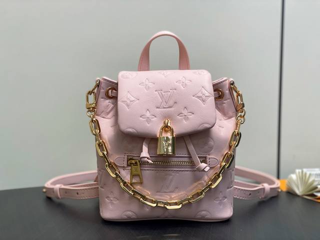 原单精品 M13389粉色 全皮压花双肩包 Coussin Backpack 迷你手袋 M13389粉色 M13387黑色 Coussin Backpack 迷