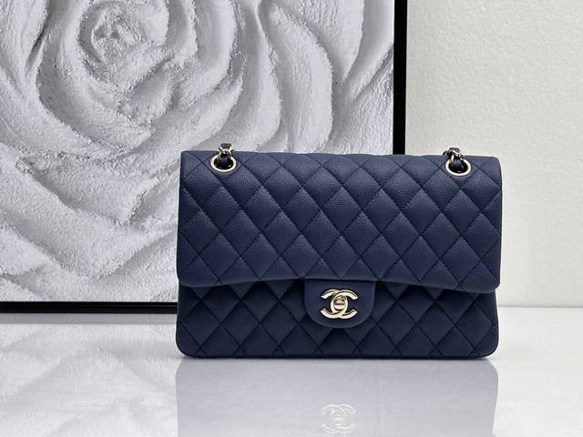 ＣＦ小球深蓝 浅金 皮料：牛皮 五金：纯钢制 尺寸：25Cm 款号：1112小球深蓝 浅金