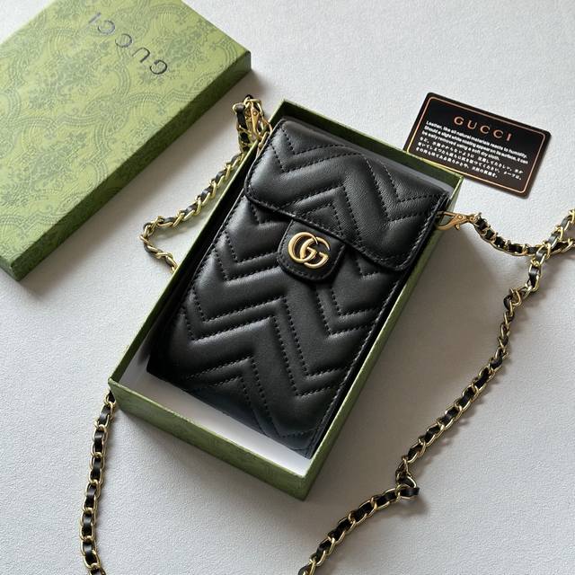 颜色 黑色尺寸 18X11古奇多功能手机包 可肩背专柜品质羊皮绣花 海外订制五金 做工油边精湛