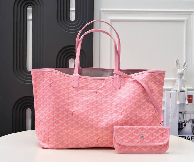 工厂P直销 粉色 戈雅 新款单面购物袋，经多次研究与改良，不断提升面料与皮质，全方位独家定制只为不断达到客户的高品质要求 底布采用与Zp一致的定制高品雨露麻，再