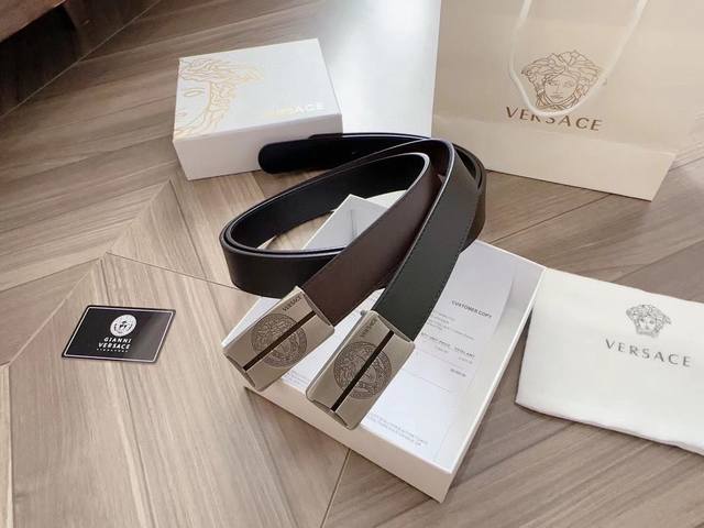 范思哲-纯牛皮 高档货 纹路清晰 手感超好 双面可用 炸街 宽度:3.4厘米 配套美国Simon-全套包装 正品一致的吊牌全套包装 配纸袋 礼品盒 亲们下单一定