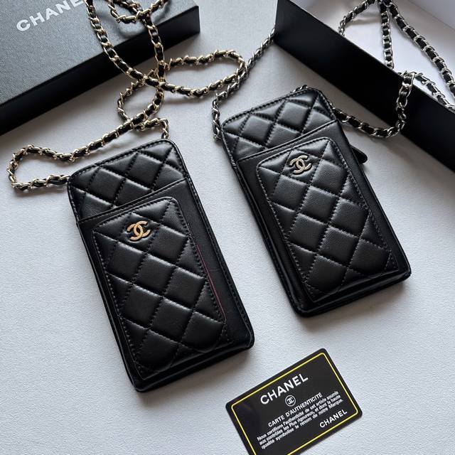 颜色 黑羊金 黑羊银尺寸 18X11香奈儿多功能手机包 可肩背专柜品质羊皮绣花 海外订制五金 做工油边精湛