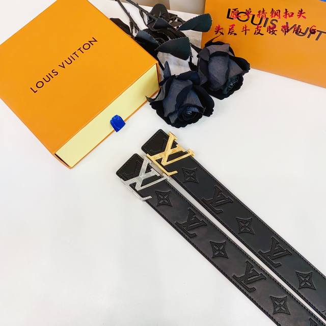 路易L驴家 寬度4.0Cm 面為原廠头层牛皮 風格效果 底為柔軟的黑色头层牛皮 經典字母精钢扣头效果 手感極佳 从买原版到开发历经数月打造而出 选料 做工细节