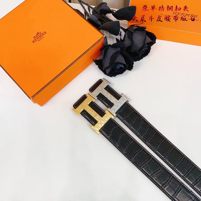 Her爱马H专柜同款，进口头层Togo牛皮 Boxer牛皮衬里，配以精品钢扣五金配件 3.8Cm