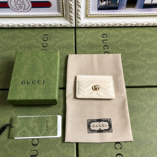 顶配版 配绿盒包装 独家私货 G家顶级货品 原单品质，实物实拍！双G波浪纹小卡包，复古金色金属配件，款号443127奶茶，红色，米白，黑色 人形纹，尺寸:10X