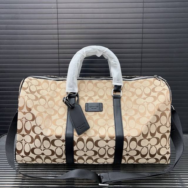 Coach 蔻驰 帆布旅行袋 手提包袋 机场包 实物拍摄 原厂原版面料 配送防尘袋 50 X 27 Cm。