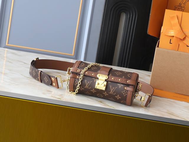 升级原版 M57835老花 圆桶包 Papillon Bb 手袋 Prefall 秋冬系列新款 Papillon Trunk Toile Monogram手袋选