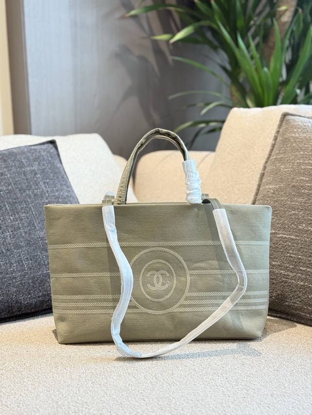 Chanel购物袋丹宁抹茶绿40Cm