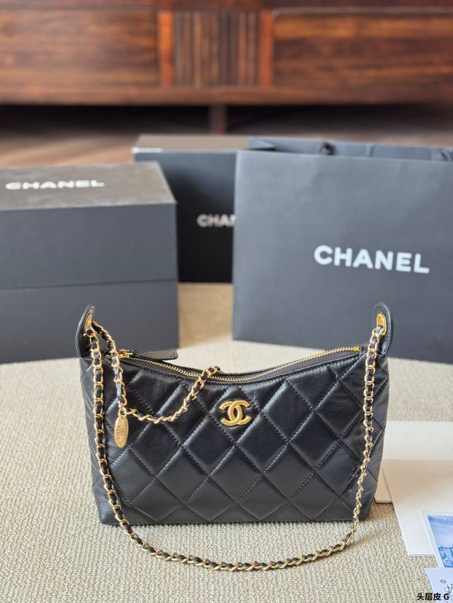 头层皮 Chanel 25S 黑金Hobo 黑金Hobo小号也很饺子包