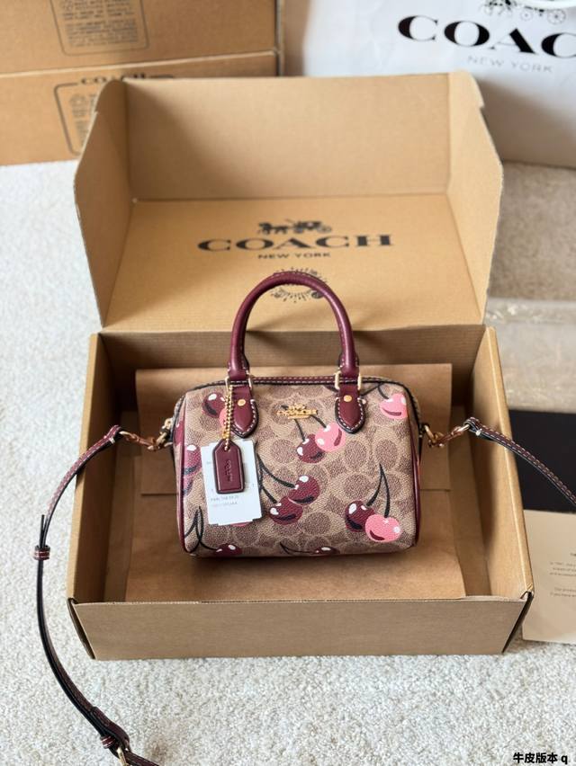 牛皮版本 Coach Teri可爱的车厘子印花真是太可爱了草莓斜挎背腋下背都很好看 尺寸24.5 15 7。