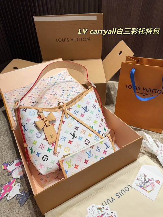 全套包装尺寸27.24 Lv Carryall白三彩托特包