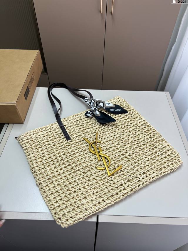 圣罗兰 Ysl 草编托特包 夏天必备拉菲草单品 通勤日常皆可的百搭神器 D-324 尺寸45×36飞机盒