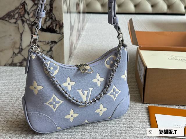 配盒 灰紫 Size：29*16Cm L家 中古款牛角包 Vintage 经典单肩包 配置肩带链条 单肩斜挎都无敌好看百搭！