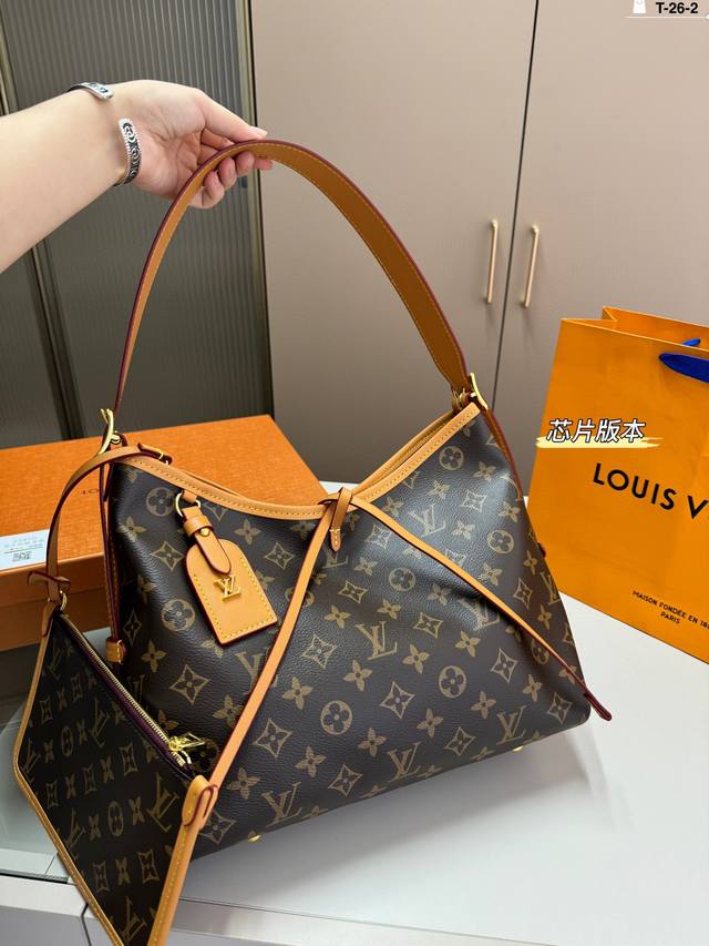芯片版本 Lv路易斯威登Carryall购物袋 手提单肩斜挎托特包新款购物袋 随便搭配一款小裙子都很出片 T-26-2尺寸28.13.21配盒