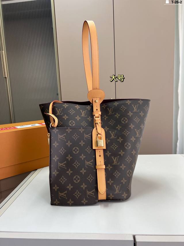 大 芯片版本 装饰锁头不带钥匙 Lv路易斯威登中古水桶包 T-26-2尺寸16×18 26×31 折叠盒