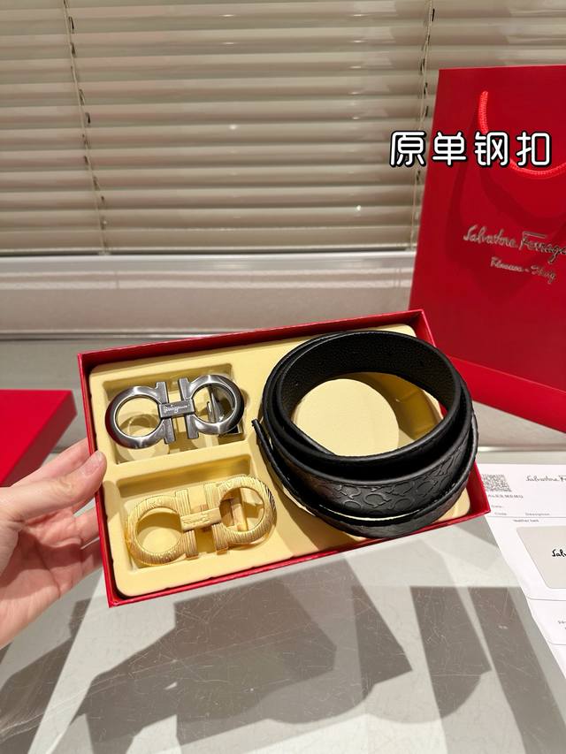 双头 钢扣 高版本！腰带菲拉格慕牛皮皮带～热门款 男女通用皮带里面最火的版本啦～质量很好 全套包装！五金绝对不褪色 皮带头和专柜一样的哦～ 配礼盒手提袋发票