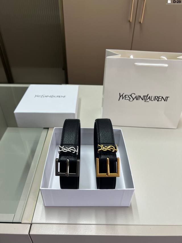 Ysl圣罗兰 男士牛皮腰带 D-29全套包装+手提袋