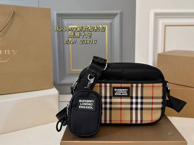配盒 Size：23×16 Burberry 巴宝莉尼龙相机包 进口尼龙面料，耐磨耐造 肩带可调节，单肩斜挎都可 男女都背，容量超棒 上身百搭又可爱，气质满满