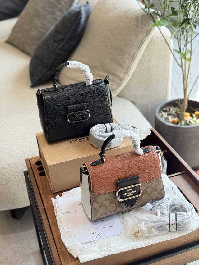 Coach 手提拼色邮差包24Cm配盒子